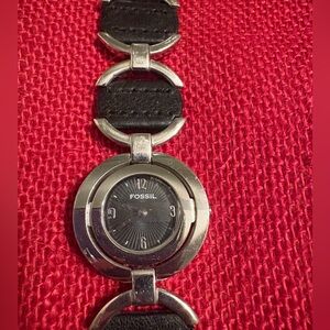 Fossil Black and Silver Round Watch
